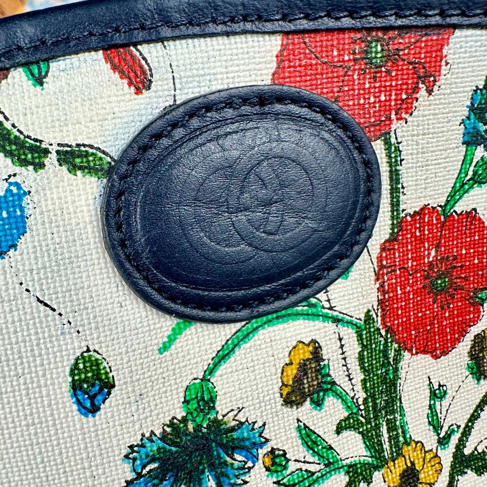 Gucci Flora GG Vintage Large Shoulder Bag tote Good USED with scarf RARE. GIFT! - Picture 4 of 16
